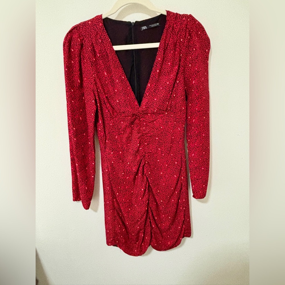 Zara Vibrant Red Long Sleeve Dress